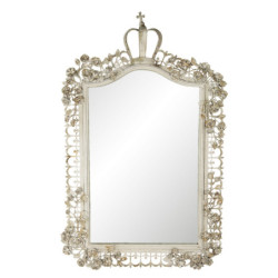Béžové zrcadlo s ozdobným rámem ve vintage stylu - 63*6*102 cm