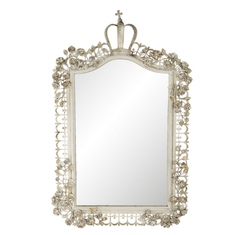 Béžové zrcadlo s ozdobným rámem ve vintage stylu - 63*6*102 cm