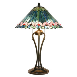 Stolní lampa Tiffany Émeraude – Ø 48*73 cm