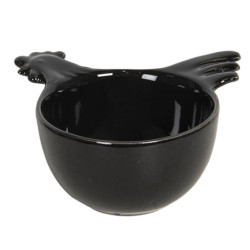 Hnědá keramická miska s kohoutkem - 14*13*7 cm