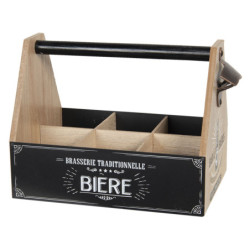 Dřevěná bedýnka Biere s uchem na láhve - 29*19*20 cm