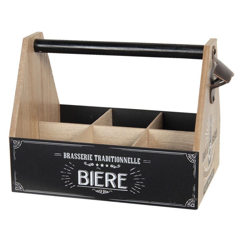 Dřevěná bedýnka Biere s uchem na láhve - 29*19*20 cm