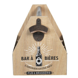 Dřevěná bedýnka Biere s uchem na láhve - 29*19*20 cm
