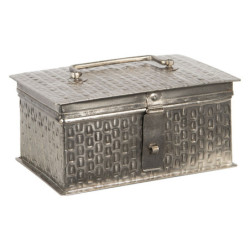 Stříbrný kovový úložný box Marcelon - 21*14*11 cm