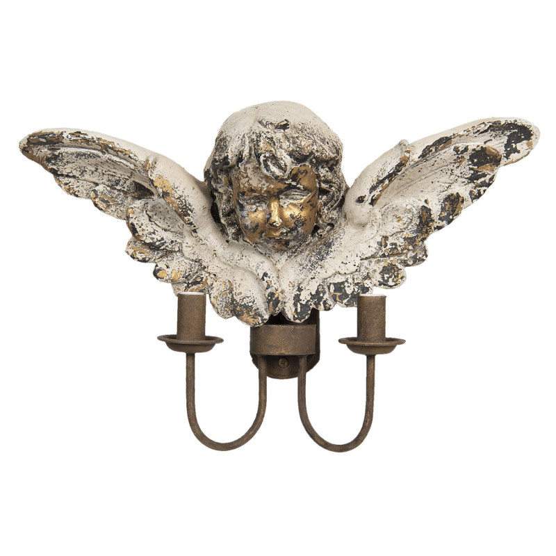 Nástěnná lampa s andělem s patinou - 56*16*38 cm E14/max 2*25W