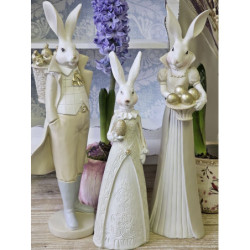 Dekorační soška zajíc ve fraku se zlatými mrkvemi - 11*10*37 cm