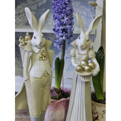 Velikonoční dekorace zaječí dáma se zlatými vajíčky - 11*10*37 cm