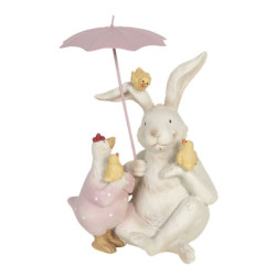 Dekorace králík a slepička s deštníkem - 12*11*16 cm