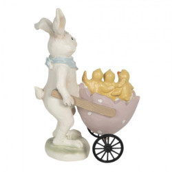 Dekorace králík s vozíkem a kuřátky - 11*6*15 cm