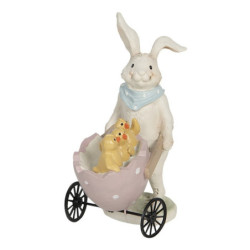 Dekorace králík s vozíkem a kuřátky - 11*6*15 cm