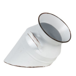 Bílá plechová dekorace rozbitá konvice na mléko  - Ø 17*30 cm