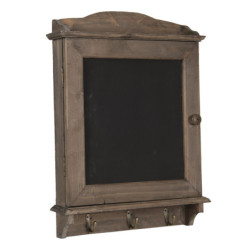 Hnědá dřevěná skříňka na klíče s křídovou tabulkou - 34*8*47 cm