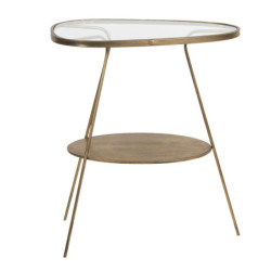 Zlatý kovový odkládací stolek se skleněnou deskou Rébecca - 61*37*70 cm
