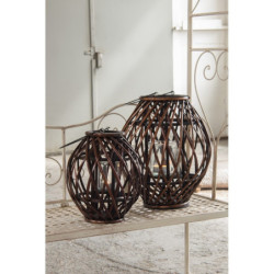 Hnědá závěsná dřevěná lucerna Eudo - Ø 26*30 cm