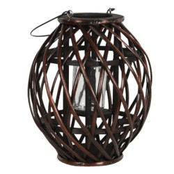 Hnědá závěsná dřevěná lucerna Eudo - Ø 26*30 cm