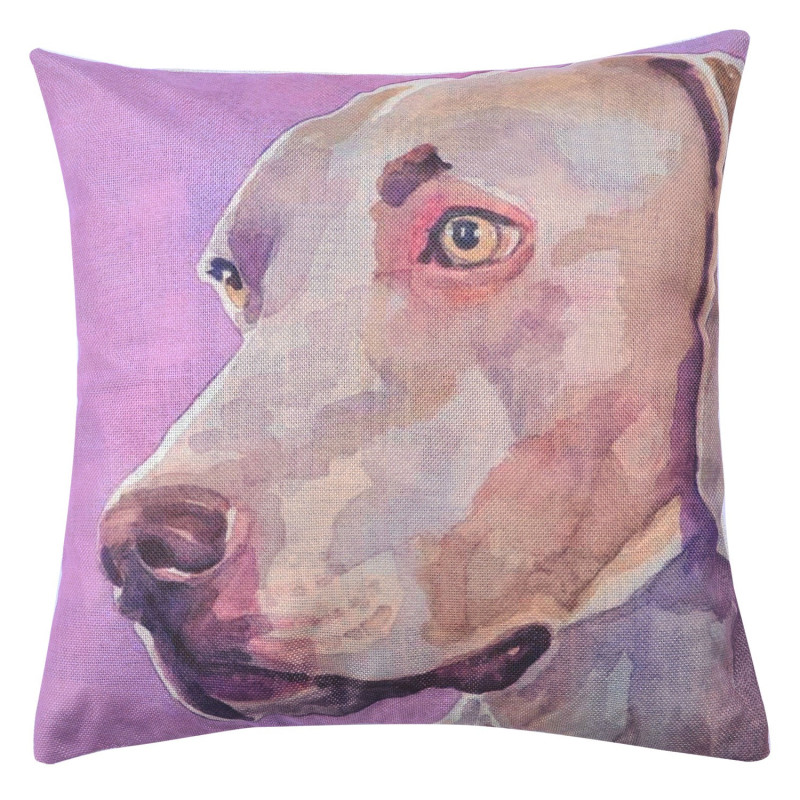 Fialový povlak na polštář s motivem výmarského ohaře Psi - 43*43 cm