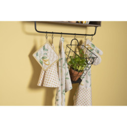 Bavlněná kuchyňská utěrka s puntíky Lemons & Leafs – Ø 80 cm
