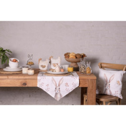 Bavlněný běhoun na stůl s motivem králíčků Rustic Easter Bunny - 50*140 cm