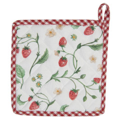 Bavlněná podložka pod hrnec s motivem jahod Wild Strawberries - 20*20 cm