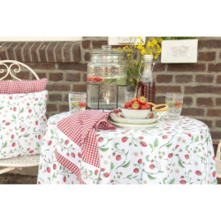 Bavlněná utěrka s motivem lesních jahod Wild Strawberries – 	Ø 80 cm