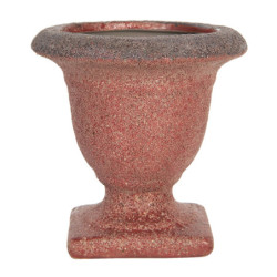Červený keramický květináč s patinou Tasse – Ø 12*12 cm