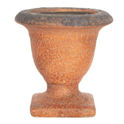 Oranžový květináč s patinou v antickém stylu Tasse - 	Ø 12*12 cm