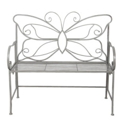 Šedá kovová zahradní lavice Butterfly - 108*55*99 cm
