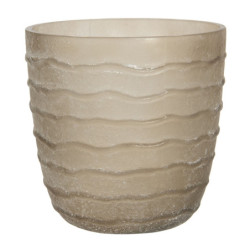 Béžový skleněný svícen na čajovou svíčku - Ø 13*13 cm
