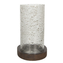 Skleněný svícen Oliv s kovovou podestou - Ø 22*33 cm