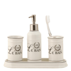 Koupelnový porcelánový set Le Bain - Ø 7*21 cm / Ø 7*11 cm / Ø 7*11 cm / 27*10*3 cm