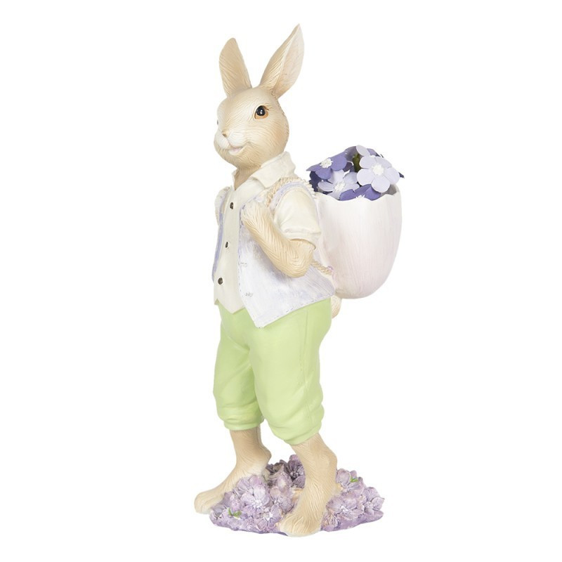 Velikonoční dekorace králíka nesoucího fialky - 11*10*27 cm