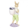 Velikonoční dekorace králíka nesoucího fialky - 11*10*27 cm