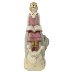 Dekorace sedící králičí dívka na šnekovi - 15*8*16 cm