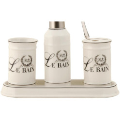 Koupelnový porcelánový set Le Bain - Ø 7*21 cm / Ø 7*11 cm / Ø 7*11 cm / 27*10*3 cm