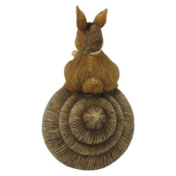 Dekorace ležící králík s ptáčkem na šnekovi - 15*6*11 cm