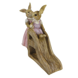 Velikonoční dekorace králíků u skluzavky - 14*6*15 cm