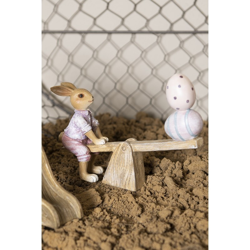 Velikonoční dekorace králíčka s vajíčky na houpačce - 16*3*12 cm