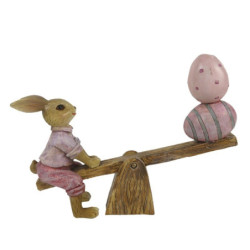 Velikonoční dekorace králíčka s vajíčky na houpačce - 16*3*12 cm