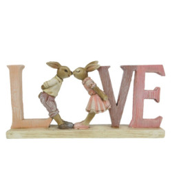Velikonoční dekorace králíků Love - 19*3*9 cm
