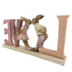Velikonoční dekorace králíků Love - 19*3*9 cm
