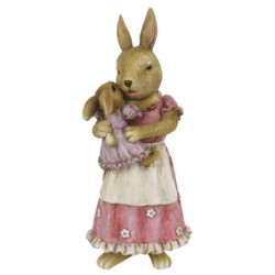 Velikonoční dekorace králíčí maminky s holčičkou - 8*7*19 cm
