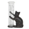 Hnědý litinový srážkoměr s kočkou - 9*5*16 cm