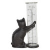 Hnědý litinový srážkoměr s kočkou - 9*5*16 cm