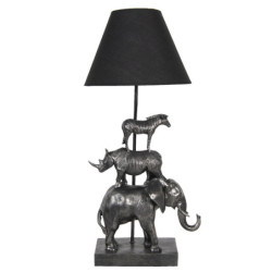Stolní lampa s černým stínidlem a dekorací zvířat Safari - 32*27*65 cm