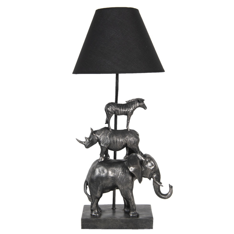 Stolní lampa s černým stínidlem a dekorací zvířat Safari - 32*27*65 cm