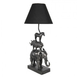 Stolní lampa s černým stínidlem a dekorací zvířat Safari - 32*27*65 cm