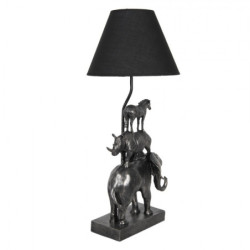 Stolní lampa s černým stínidlem a dekorací zvířat Safari - 32*27*65 cm