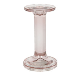 Růžový skleněný svícen Brinnes - Ø 9*16 cm
