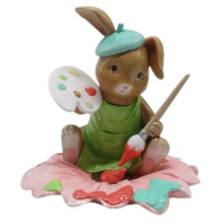 Velikonoční dekorace Králík malující květinu - 15*15*15 cm