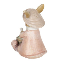 Dekorace králičí slečny v kabátku s kachničkou - 9*6*12 cm